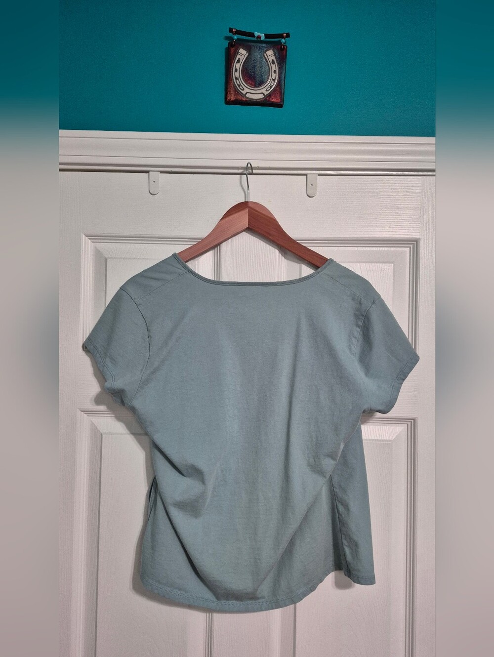 EUC - Organic Cotton Sundance Wrap Top in Light Blue - Picture 4 of 7